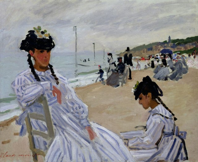Клод Моне "На пляже в Трувилле" (Sur la plage à Trouville, Claude Monet), 1870-1871гг.